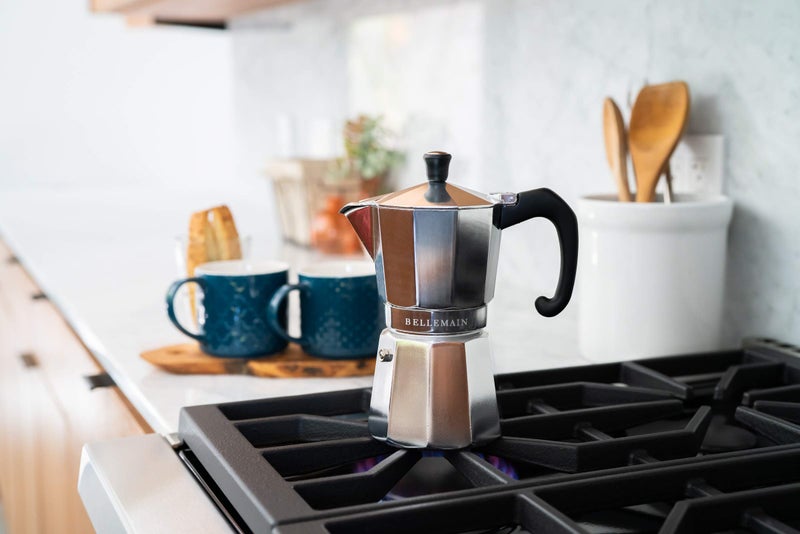 Bellemain Stovetop Espresso Maker | Italian Moka Pot Espresso Maker, Classic Aluminum Design Mocha Pot for Home Brewing & Camping | Easy to Use & Clean - 6-Cup, Silver - Image 3